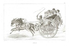 Stampa antica originale Calesso calesse Campania Italy