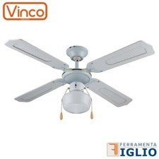 Ventilatore da a Soffitto Lampadario con Luce 4 Pale 107cm 55W 3 Velocità Bianco