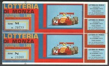 doppio biglietto Lotteria di Monza 1974 con 2 tagliandi
