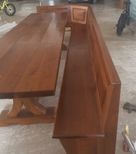 Tavolo per taverna in noce nazionale comprensivo di panca ad angolo e piattaia