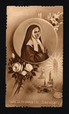 b1348 Santino antico fustellato seppia Santa Bernadette Soubirous EB ELE 145