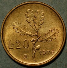 Italia 20 Lire 1976 KM# 97
