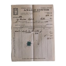 1934 Angelo Conter Vetreria Artistica Fabbrica Specchi Brescia Fattura C04122