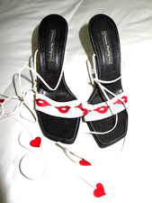 Sandali con cinturino Mario Bologna Italia pelle rosso labbra cuori viso EU 37 US 6,5-7