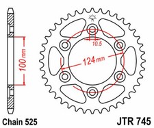 JT SPROCKETS Pignone standard in acciaio posteriore 745 - 525