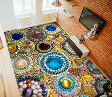 Carta da parati 3D rotonda pietra preziosa R2298 pavimento murales carta da parati stampa murale Luna 24