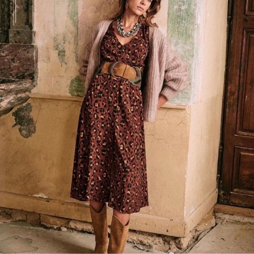 Abito midi sezane vic marrone - midi,