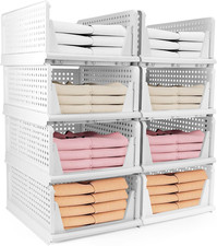 Organizer Armadio Cassetti, 8PCS Impilabili Pieghevoli per Guardaroba, Plastica 