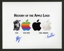 Steve Woz Wozniak Ronald Wayne FIRMATA 8x10 FOTO APPLE COMPUTER logo AUTOGRAFATO