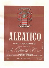 Etichetta vintage originale Vino Aleatico Diversi, Portoferraio/Isola d'Elba