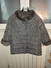 Piumino Corte Di Gonzaga Tg44 Grigio Con Vera Pelliccia Di Lapin Di Seconda Mano