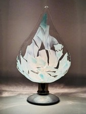 La Murrina Lampada Da Tavolo Vetro Murano Foglia Azzurra Design XX Sec. Firmata