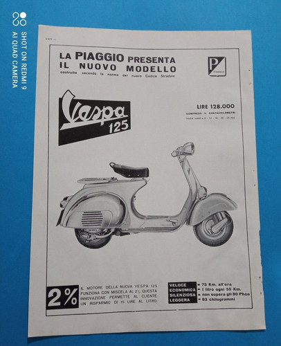 Pubblicita 1956 vespa - 1956,