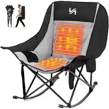 H&ZT XXL Sedia da Campeggio a Dondolo Riscaldata Imbottita Pieghevole Prato 3 Livelli Riscalda