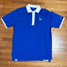 Polo Peter Millar grigia oca uomo M blu bianco cotone logo ricamato