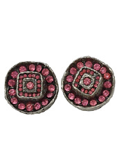 ORECCHINI VINTAGE , strass rosa a clip