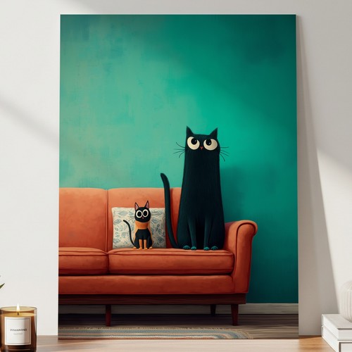 Poster gatto nero caffè - poster,