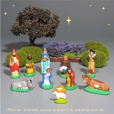 Statuine vintage francesi Santons Provenza set presepe natale 11 pezzi