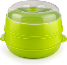 Vaporiera Doppia per Microonde, Verde, 22 X 12/17 Cm, 12 Unità