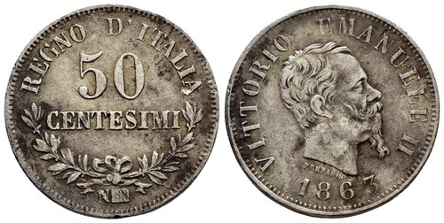 Regno italia 50 centesimi - regno, d'italia