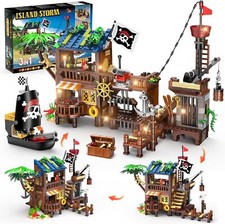 HOGOKIDS 781PCS Nave dei Pirati Casa Kit di Costruzione con Luce LED Bandiera dei Pirati Set di mattoncini