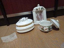 Set Capodimonte Porcellana Ceramica Portagioie Portafoto Vintage decori oro