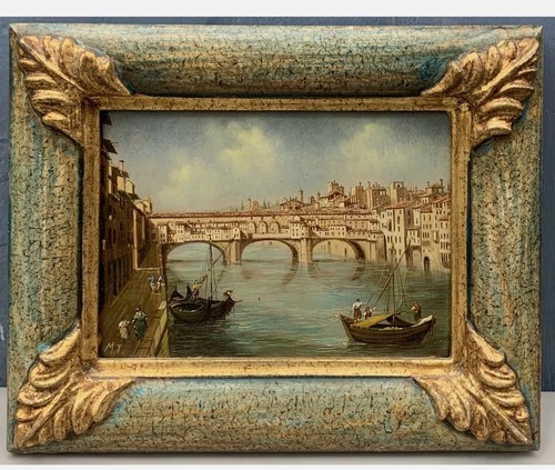 Vecchio dipinto olio rame - su,