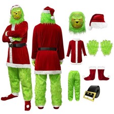 Costume da uomo adulto natalizio Grinch Babbo Natale festa cosplay vestito fantasia abiti Natale