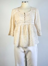 SEE BY CHLOE 3/4Sleeve  Blouse Boho Blusa Voile Cotone Giallo Pastello S