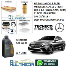 TAGLIANDO 5 FILTRI OLIO ORIGINALE 5W30 MERCEDES CLASSE C 200d 1.6 205 118KW160CV