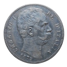 5 Lire 1879 II tipo - Roma - Umberto I - Regno d'Italia - BB