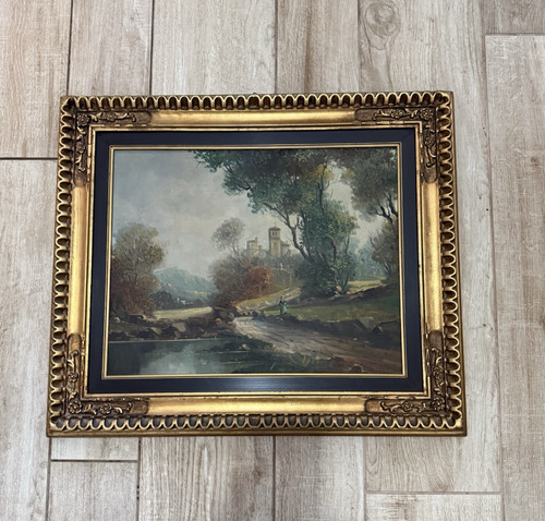 Quadro con cornice dorata - ,