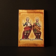 Icona sacra dei Santi Medici Cosma e Damiano – pannello in legno 