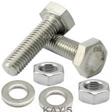 Set viti esagonali M6 M8 M10 bulloni completamente filettati + dadi + rondelle acciaio inox