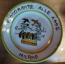PIATTO BUON RICORDO RISTORANTE ALLE ASSE UCCELLI SCAPPATI MILANO anno 1977 perfe