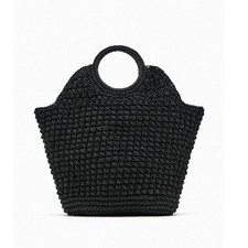 ZARA BORSA SHOPPER TESSUTO