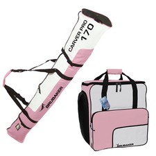 BRUBAKER Carver Pro set di 2 borsa porta scarponi e sacca sci 170cm rosa chiaro
