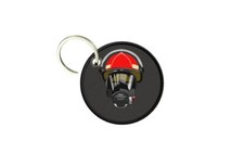 Portachiavi Rotondo Stampato Doppia Faccia Casco Pompiere