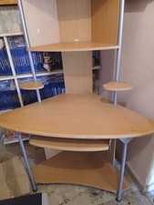 Scrivania compatta per Computer Angolare con ripiano estraibile Faggio 