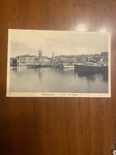 CARTOLINA CIVITAVECCHIA ROMA IL PORTO LA ROCCA ANIMATA NAVI VG 1936