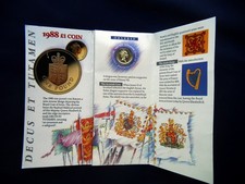 MONETA GREAT BRITAIN 1988 una sterlina UNC OTTIMA QUALITÀ in FOLDER UFFICIALE