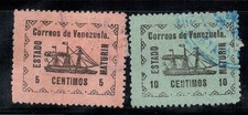 Venezuela 1903 Michel 34-35 Timbrato 100% Partito Rivoluzionario, Maturina, Nave