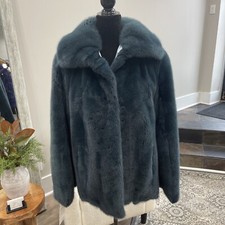 Giacca in pelliccia di visone naturale verde giada L