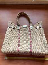 borsa in pelle e paglia /