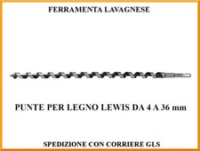 Punte elicoidali per legno Lewis da 4 a 36 mm per travi tetti e falegnameria