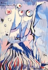 Dipinto di Voltolino Fontani, "Pesce malinconico", 1964, olio su tavola