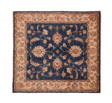 Tappeto Chobi Ziegler 100X100 Annodato A Mano Quadrato Beige Floreale Orientale