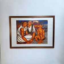 Giuseppe Migneco cm 100x70 Prova d'autore" Famiglia Di Pescatori" Litofrafia