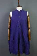 Abito ROMEO GIGLI viola Lagenlook smanicato lino canotta linea A taglia L