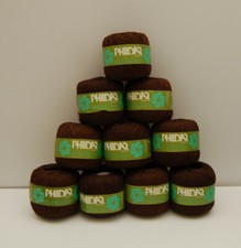 10 gomitoli da 40g cotone marrone PHILDAR  perlè n° 8 per uncinetto e ferri